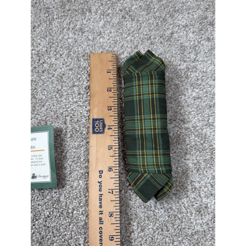 Vintage‎ Longaberger Fabric Handle Gripper Napkin Green Traditions Plaid NEW